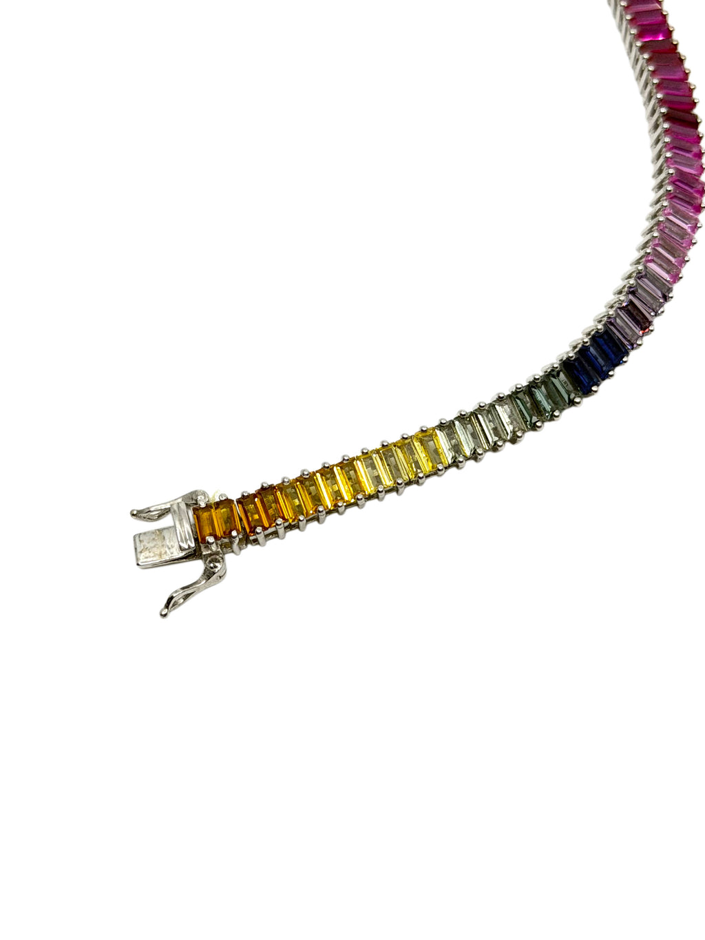 Rainbow sapphire bracelet clasp detail