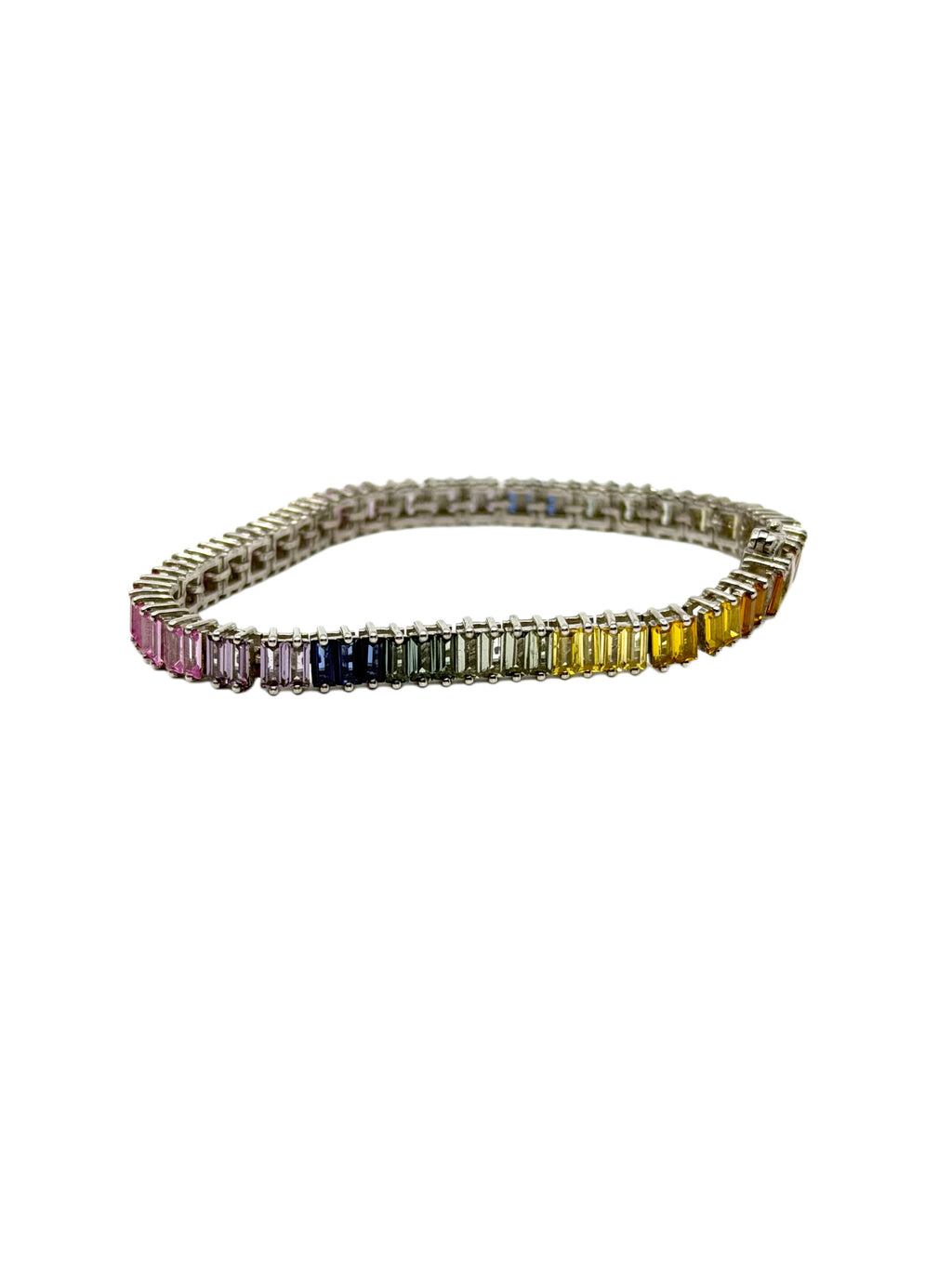 Rainbow sapphire bracelet in 14kt white gold